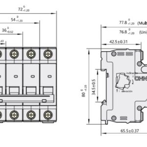 CHINT NXB-63-2P-C16-6KA | Interruptor termomagnético bipolar 16A curva C 6kA