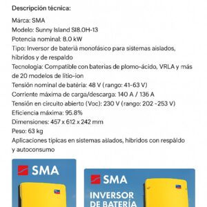 SMA Sunny Island SI8.0H-13 | Inversor de batería 8kW 48V monofásico